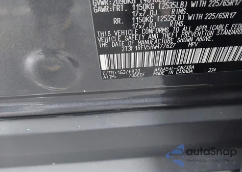 2024 Toyota Rav4 Le из США, поврежденный, VIN 2T3F1RFV5RW477627